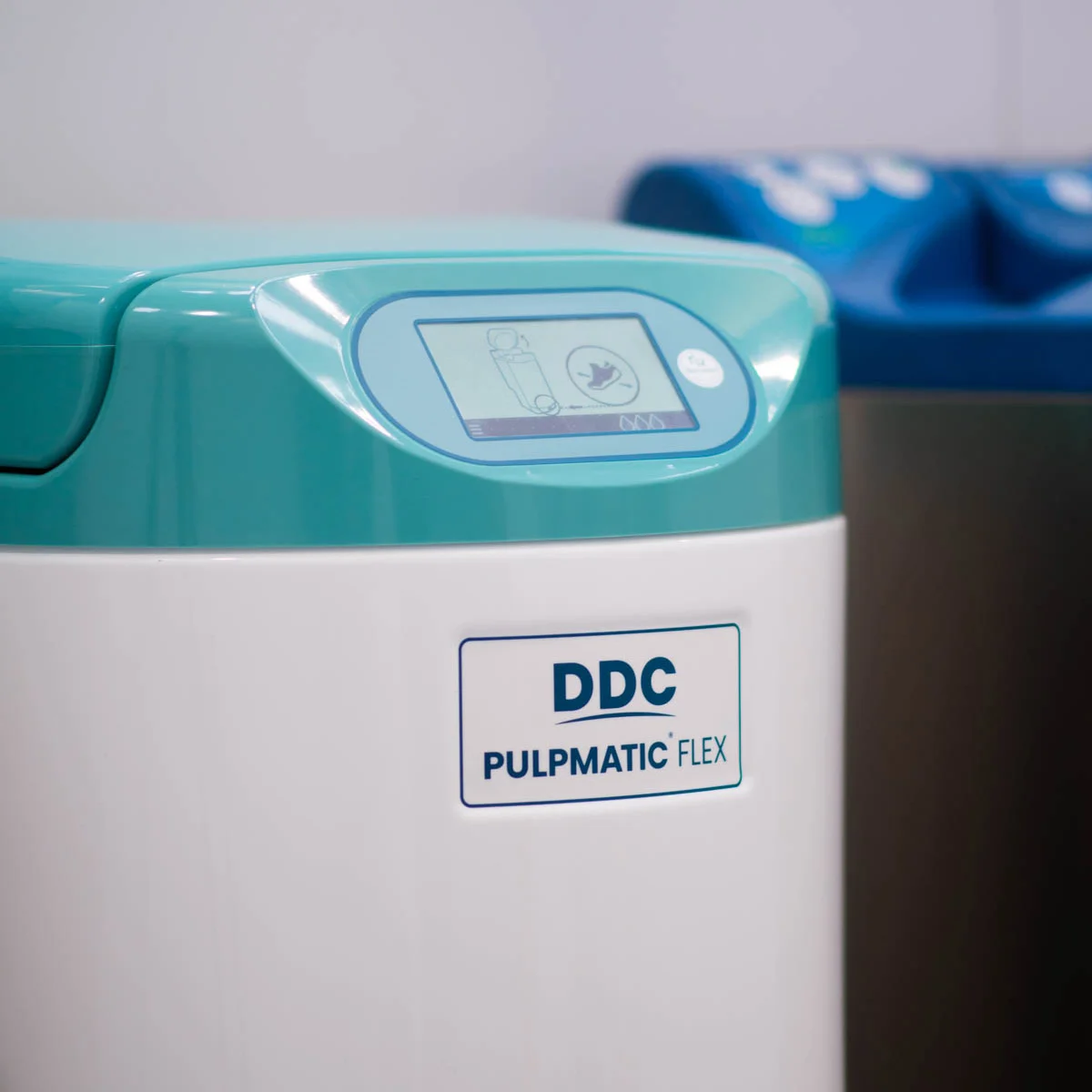 Pulpmatic Flex de DDC: tapa turquesa con pantalla en color y carcasa blanca