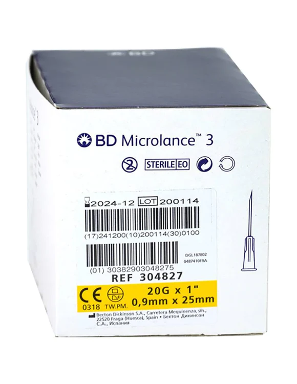 Aguja Hipodérmica Microlance BD 20G | 0,9 x 25mm (100 uds)